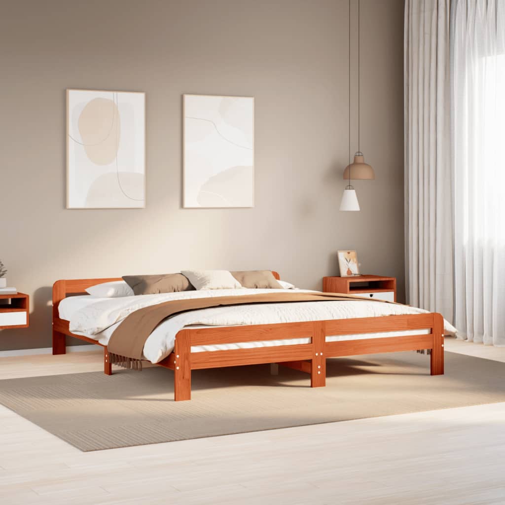 Letto senza Materasso Marrone Cera 180x200 cm in Legno di Pino | homemem39