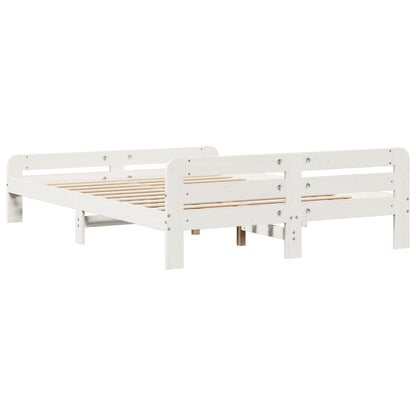 Letto senza Materasso Bianco 160x200 cm Legno Massello di Pino - homemem39