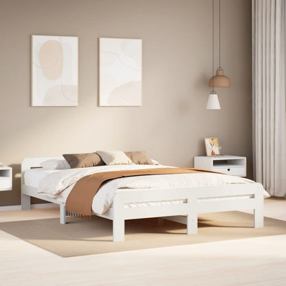 Letto senza Materasso Bianco 160x200 cm Legno Massello di Pino - homemem39