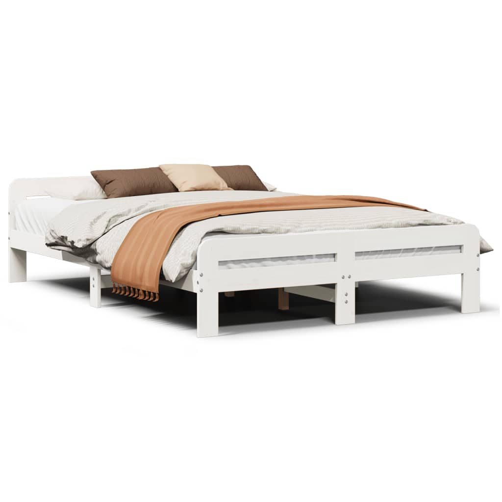 Letto senza Materasso Bianco 150x200 cm Legno Massello di Pino - homemem39