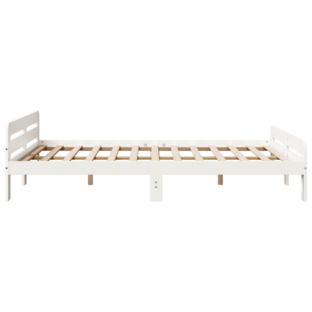 Letto senza Materasso Bianco 150x200 cm Legno Massello di Pino | homemem39