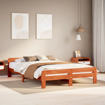 Letto senza Materasso Marrone Cera 150x200 cm in Legno di Pino | homemem39