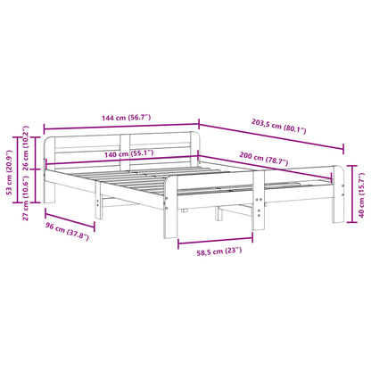Letto senza Materasso Bianco 140x200 cm Legno Massello di Pino | homemem39