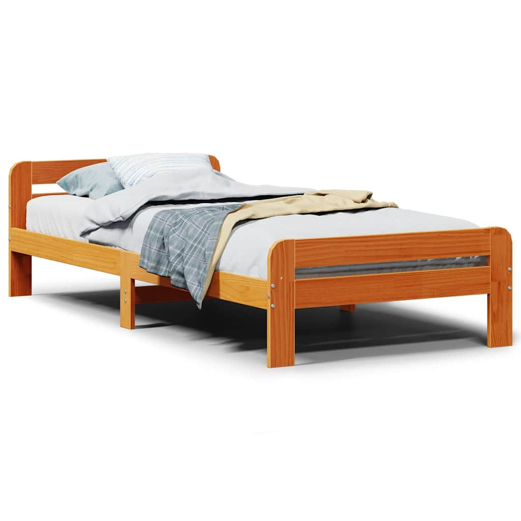 Letto senza Materasso Marrone Cera 90x200 cm Legno di Pino