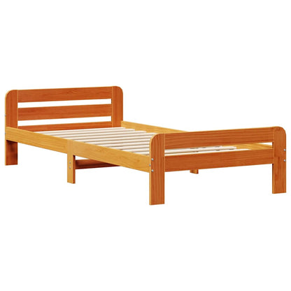 Letto senza Materasso Marrone Cera 90x200 cm Legno di Pino