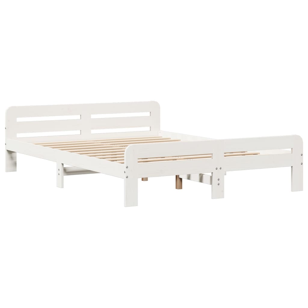 Letto senza Materasso Bianco 140x190 cm Legno Massello di Pino | homemem39
