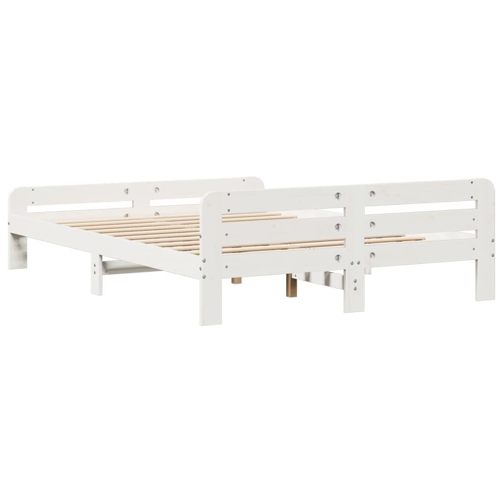 Letto senza Materasso Bianco 140x190 cm Legno Massello di Pino | homemem39