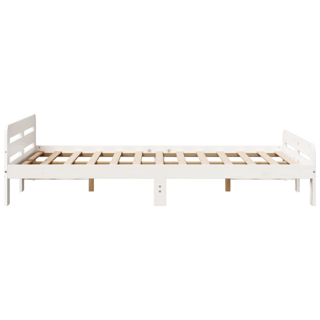 Letto senza Materasso Bianco 135x190 cm Legno Massello di Pino | homemem39