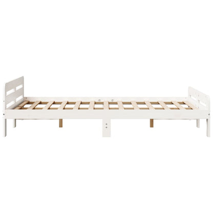 Letto senza Materasso Bianco 135x190 cm Legno Massello di Pino - homemem39