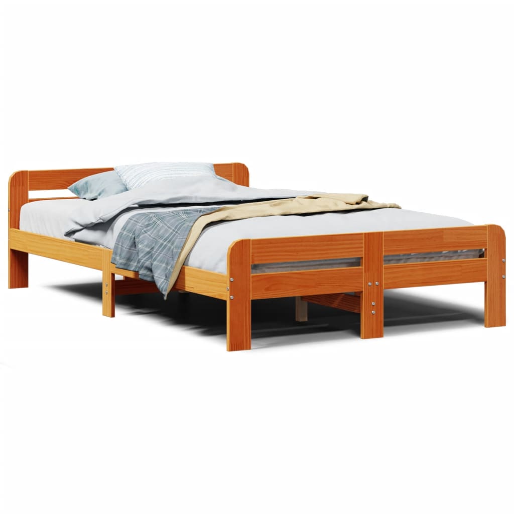 Letto senza Materasso Marrone Cera 135x190 cm in Legno di Pino - homemem39