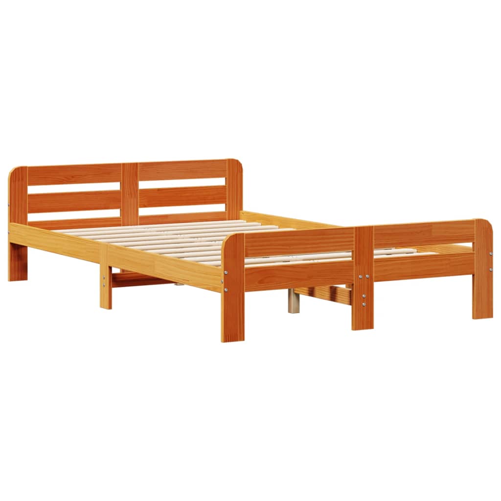 Letto senza Materasso Marrone Cera 135x190 cm in Legno di Pino - homemem39