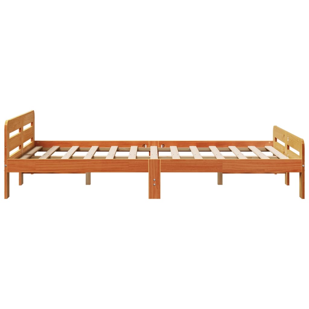 Letto senza Materasso Marrone Cera 135x190 cm in Legno di Pino - homemem39