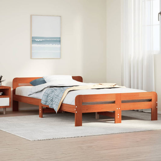 Letto senza Materasso Marrone Cera 135x190 cm in Legno di Pino | homemem39