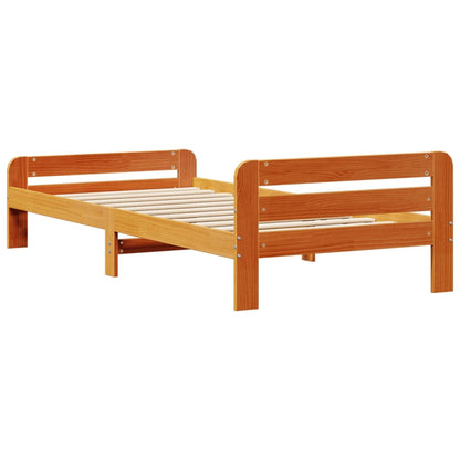 Letto senza Materasso Marrone Cera 75x190 cm in Legno di Pino | homemem39