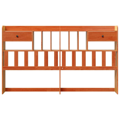 Testiera con Ripiani Marrone Cera 200 cm in Legno di Pino - homemem39