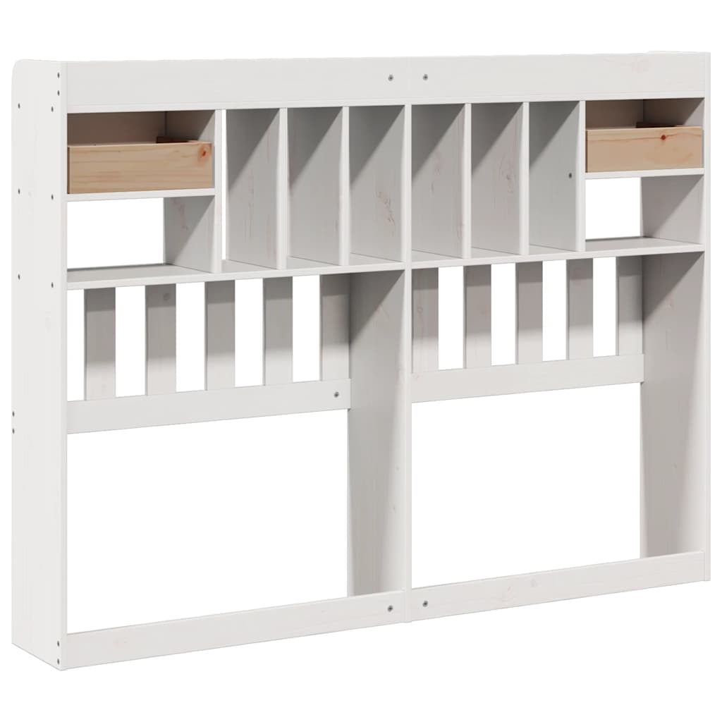 Testiera con Ripiani Bianca 160 cm in Legno Massello di Pino - homemem39