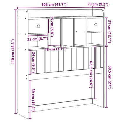 Testiera con Ripiani Marrone Cera 100 cm in Legno di Pino - homemem39