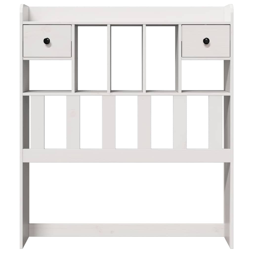 Testiera con Ripiani Bianca 90 cm in Legno Massello di Pino - homemem39