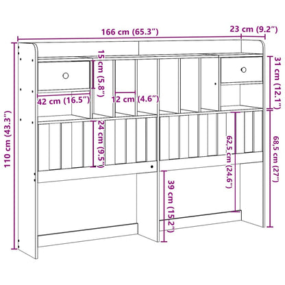 Testiera con Ripiani 75 cm in Legno Massello di Pino - homemem39