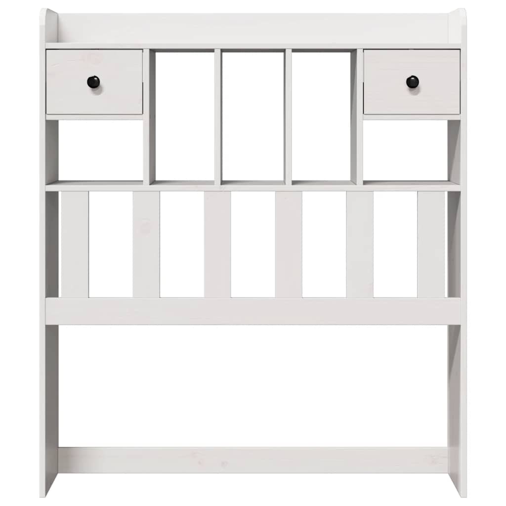 Testiera con Ripiani Bianca 75 cm in Legno Massello di Pino - homemem39