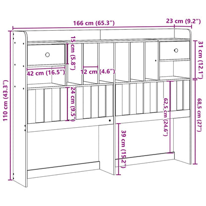 Testiera con Ripiani Marrone Cera 75 cm in Legno di Pino - homemem39