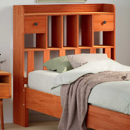 Testiera con Ripiani Marrone Cera 75 cm in Legno di Pino | homemem39