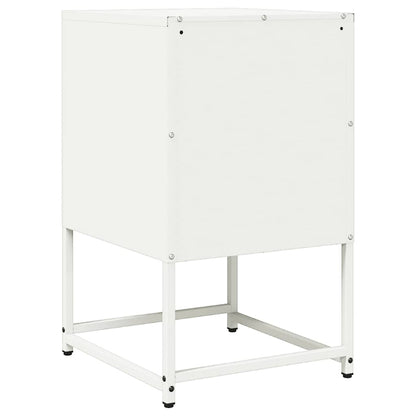 Comodino Bianco 36x39x60,5 cm in Acciaio Laminato a Freddo - homemem39