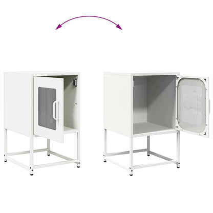 Comodino Bianco 36x39x60,5 cm in Acciaio Laminato a Freddo - homemem39