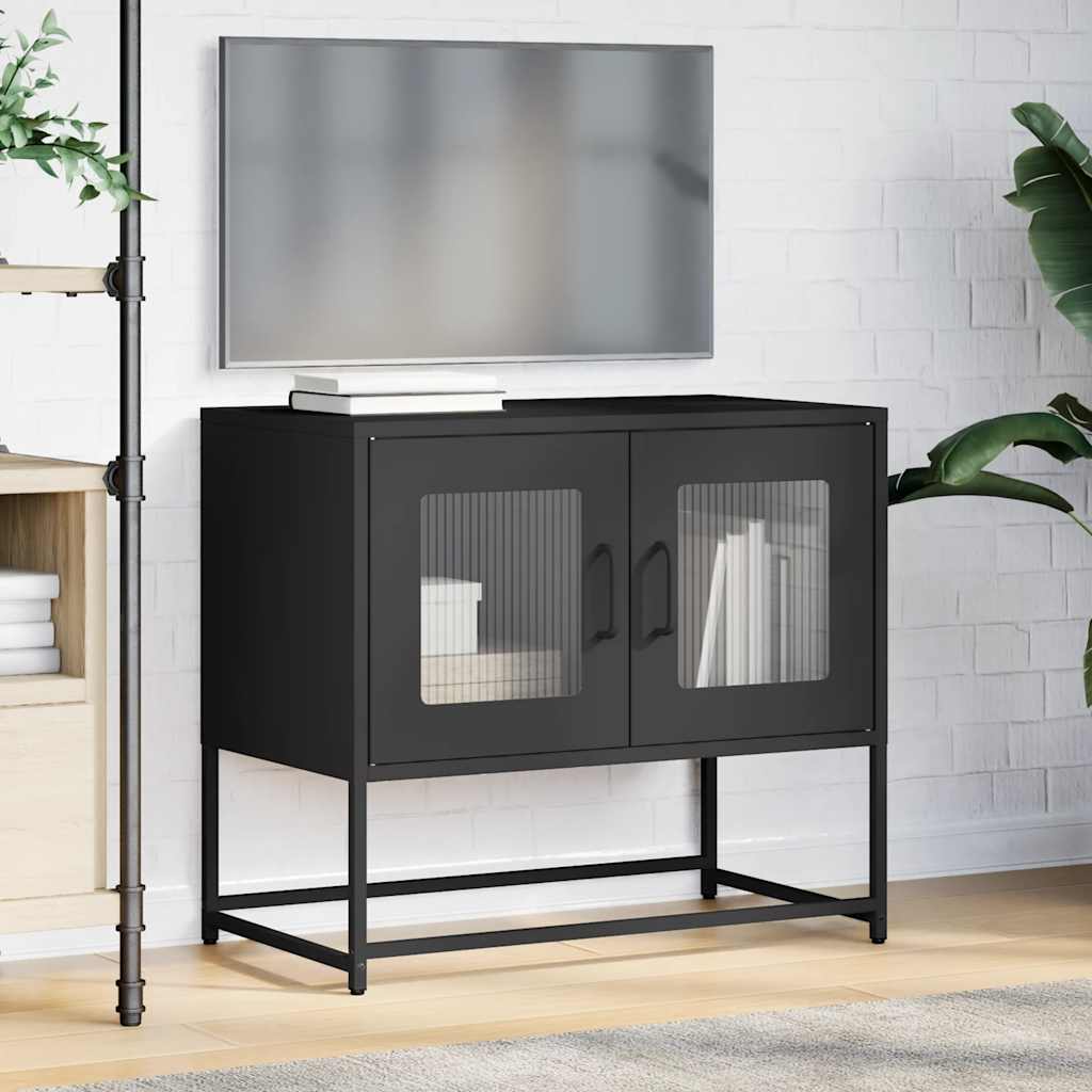 Mobile TV Nero 68x39x60,5 cm in Acciaio Laminato a Freddo - homemem39
