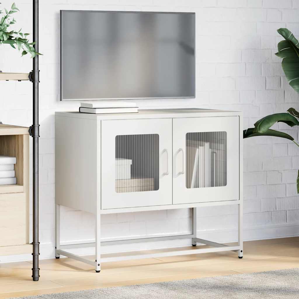Mobile TV Bianco 68x39x60,5 cm in Acciaio Laminato a Freddo - homemem39