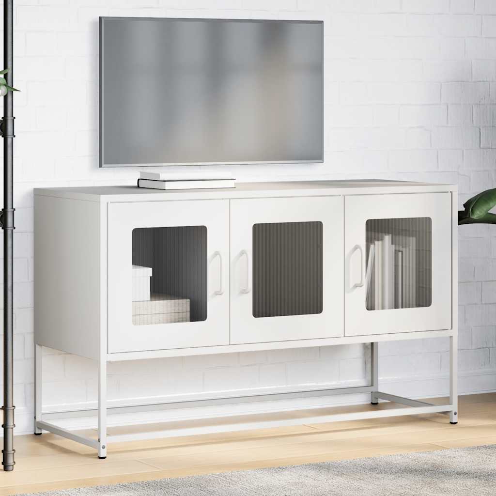 Mobile TV Bianco 100,5x39x60,5 cm in Acciaio Laminato a Freddo - homemem39