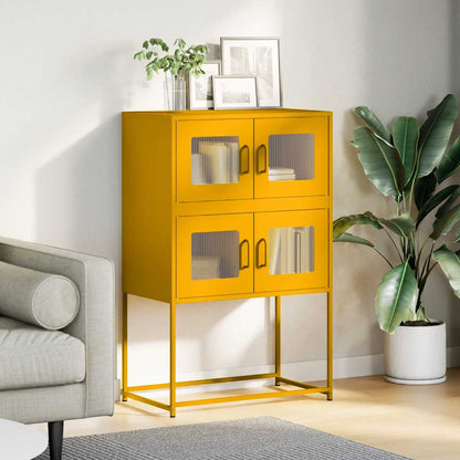 Credenza Giallo Senape 68x39x107 cm in Acciaio - homemem39