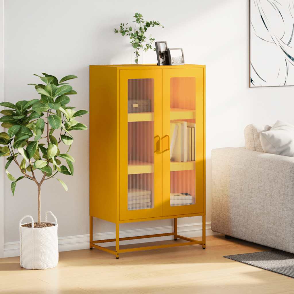 Credenza Giallo Senape 68x39x123 cm in Acciaio