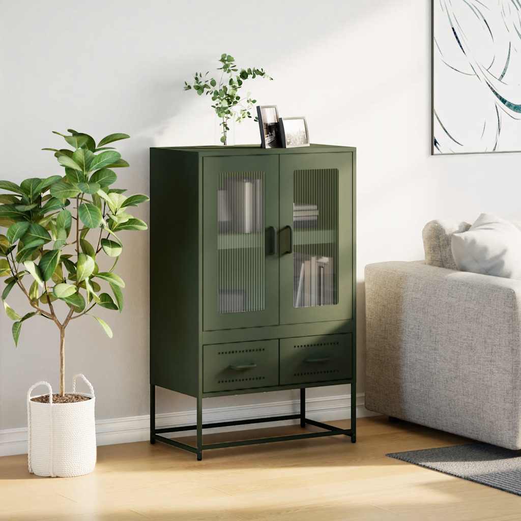 Credenza Verde Oliva 68x39x111,5 cm in Acciaio - homemem39