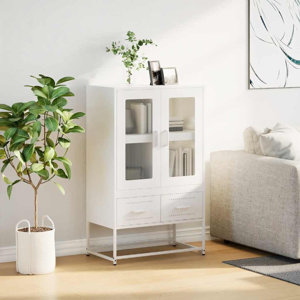 Credenza Bianca 68x39x111,5 cm Acciaio - homemem39