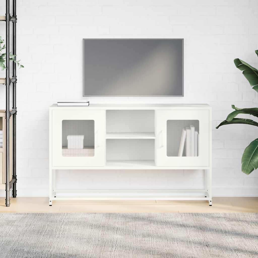Mobile TV Bianco 100,5x39x60,5 cm in Acciaio - homemem39