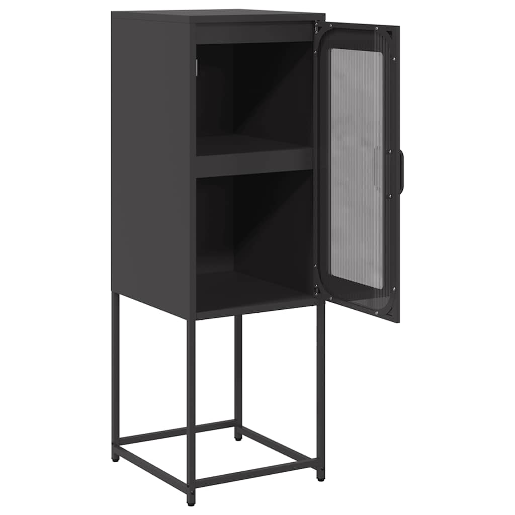 Credenza Nera 36x39x107 cm in Acciaio Laminato a Freddo - homemem39