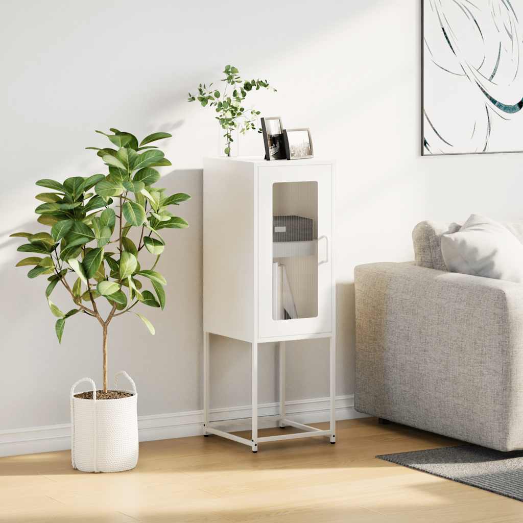 Credenza Bianca 36x39x107 cm in Acciaio Laminato a Freddo - homemem39