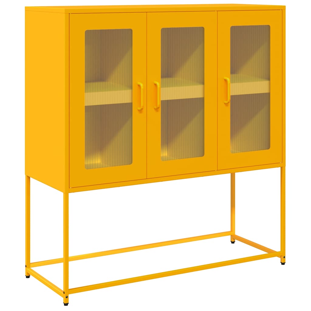 Credenza Giallo Senape 100,5x39x107cm Acciaio Laminato Freddo - homemem39