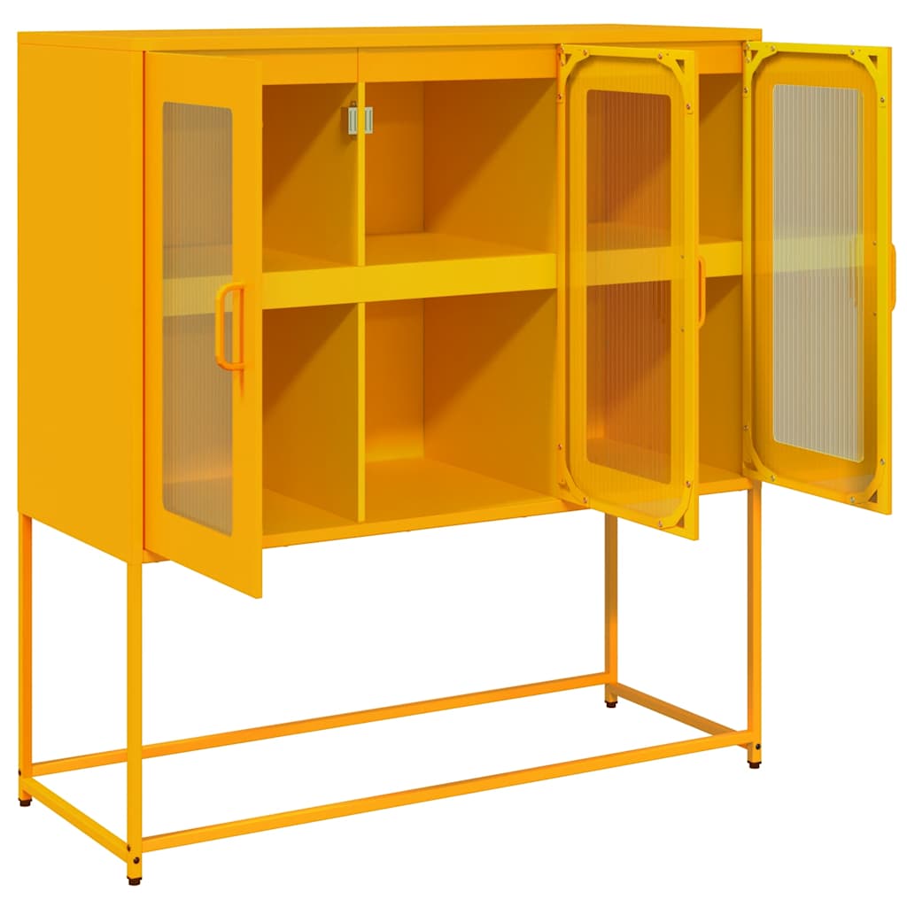 Credenza Giallo Senape 100,5x39x107cm Acciaio Laminato Freddo - homemem39