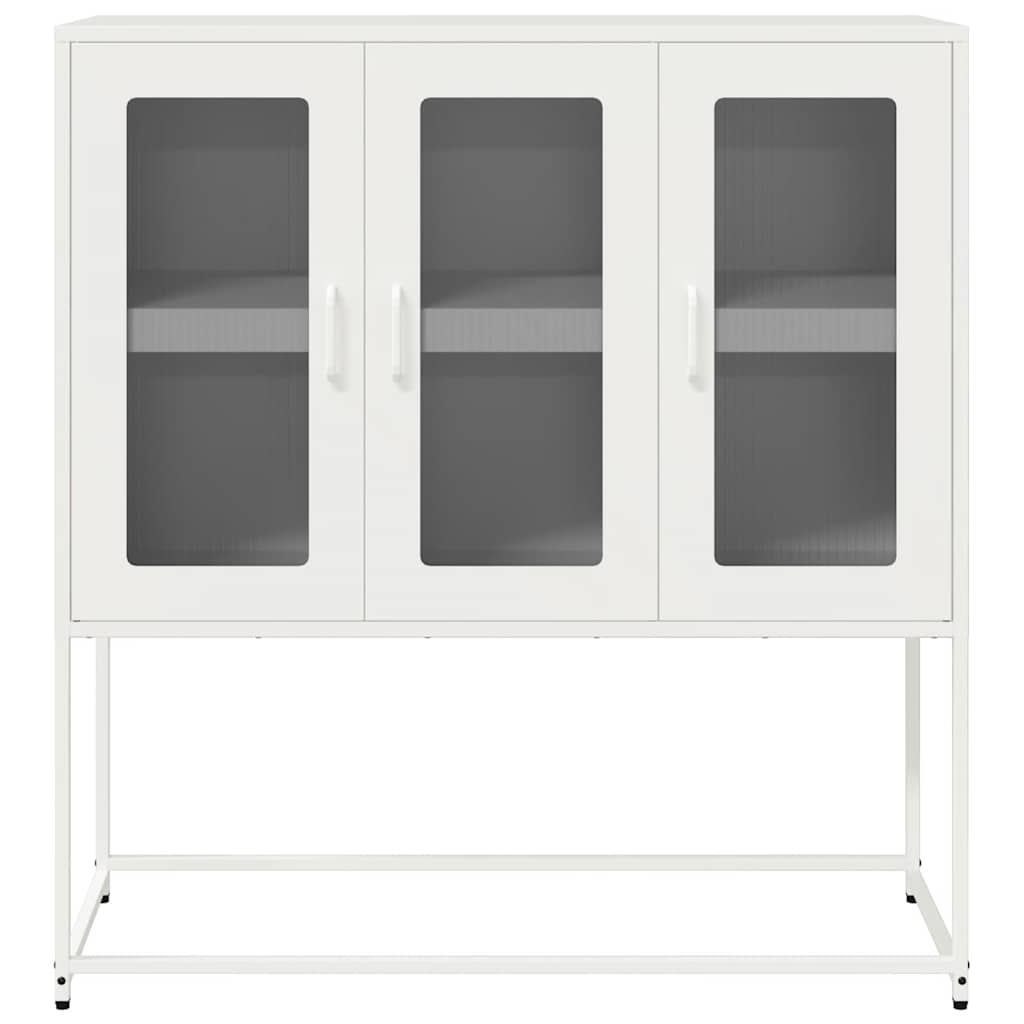 Credenza Bianca 100,5x39x107 cm in Acciaio Laminato a Freddo - homemem39