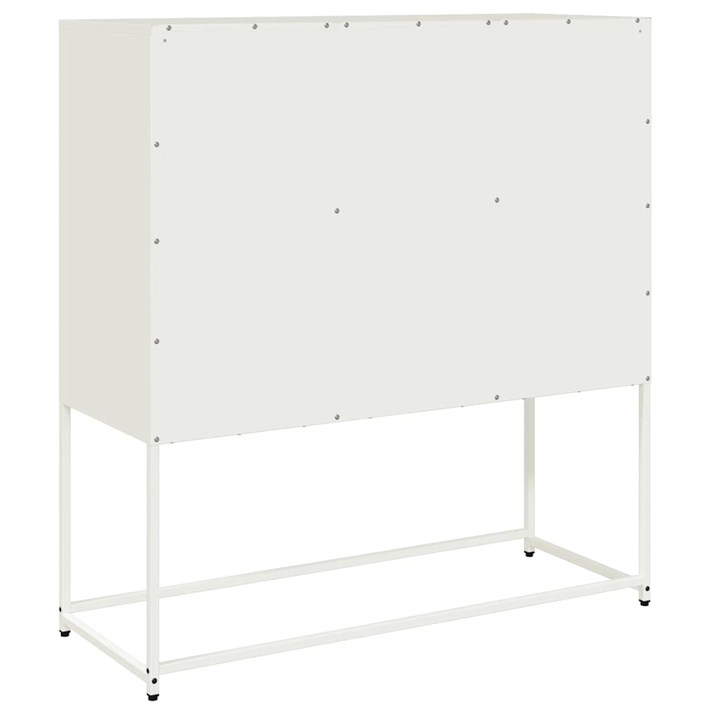 Credenza Bianca 100,5x39x107 cm in Acciaio Laminato a Freddo - homemem39