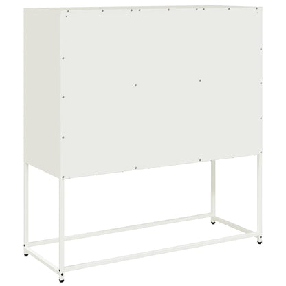 Credenza Bianca 100,5x39x107 cm in Acciaio Laminato a Freddo - homemem39