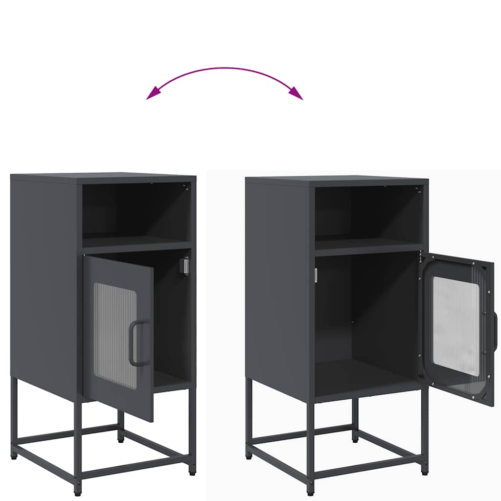 Comodino Antracite 36x39x78 cm in Acciaio Laminato a Freddo - homemem39