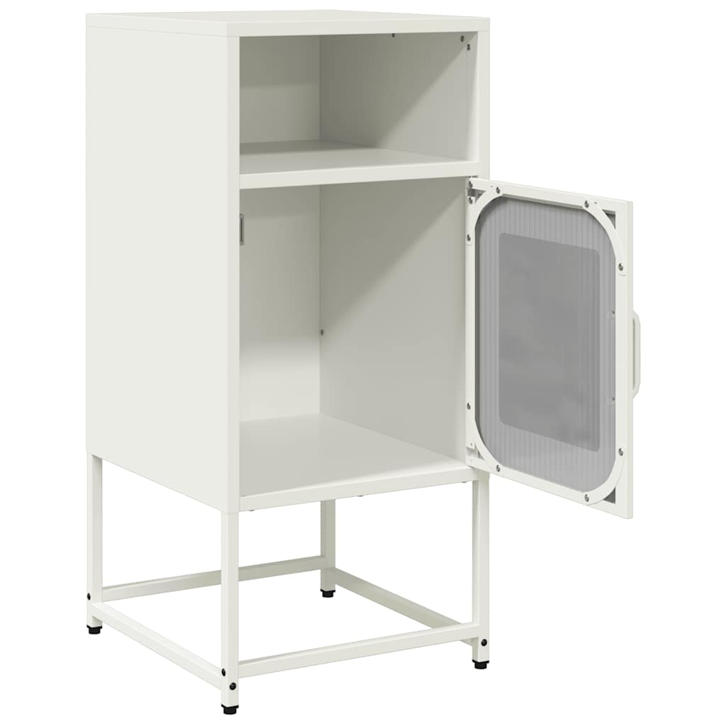 Comodino Bianco 36x39x78 cm in Acciaio Laminato a Freddo - homemem39