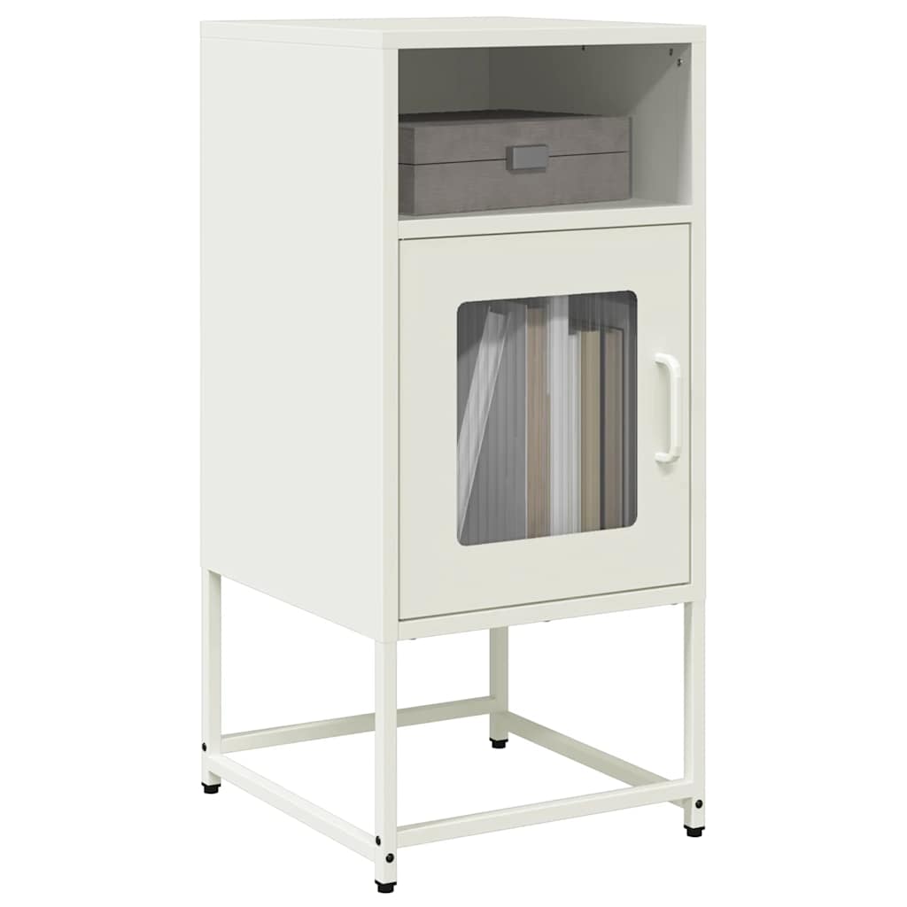 Comodino Bianco 36x39x78 cm in Acciaio Laminato a Freddo - homemem39