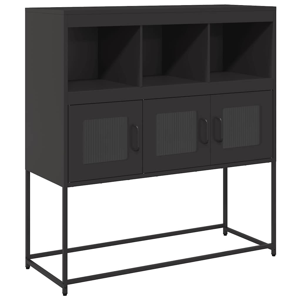 Credenza Nera 100,5x39x107 cm in Acciaio Laminato a Freddo - homemem39