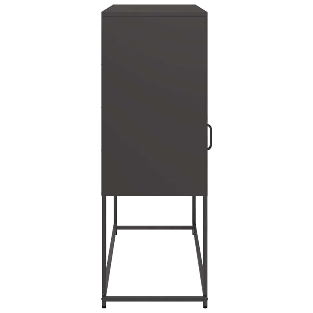 Credenza Nera 100,5x39x107 cm in Acciaio Laminato a Freddo - homemem39