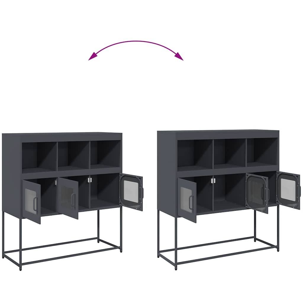 Credenza Antracite 100,5x39x107 cm in Acciaio Laminato a Freddo - homemem39