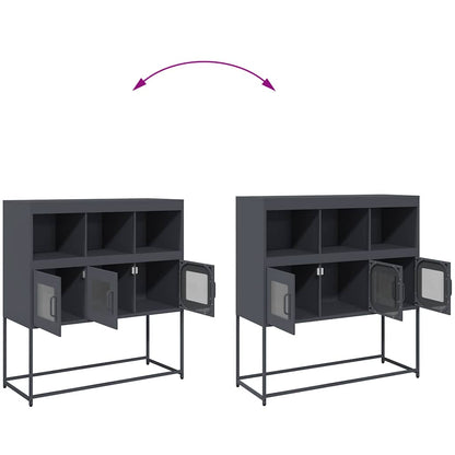 Credenza Antracite 100,5x39x107 cm in Acciaio Laminato a Freddo - homemem39